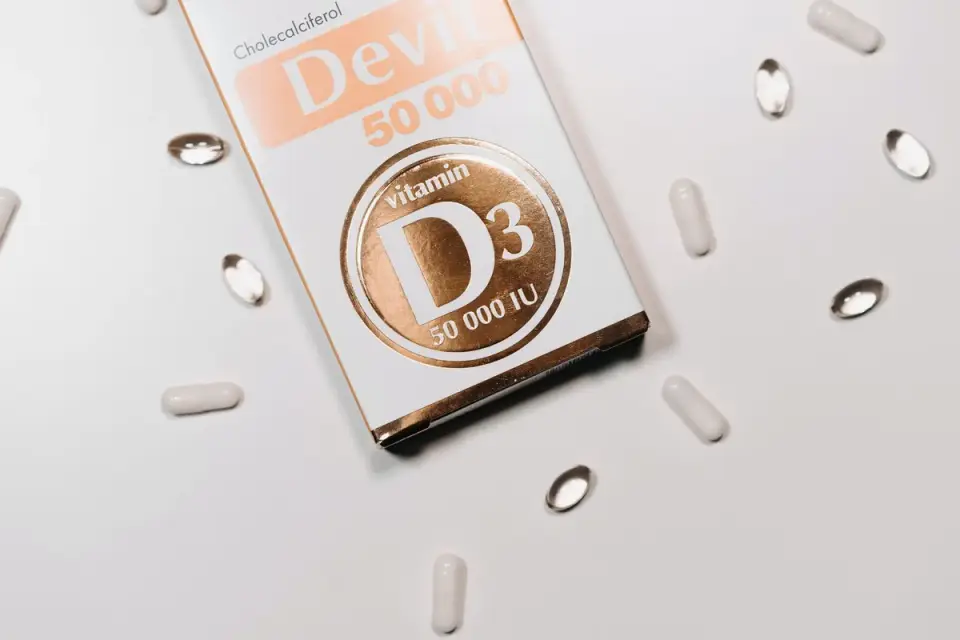 Close-up of joint supplement chews next to their ingredient label on a kitchen counter